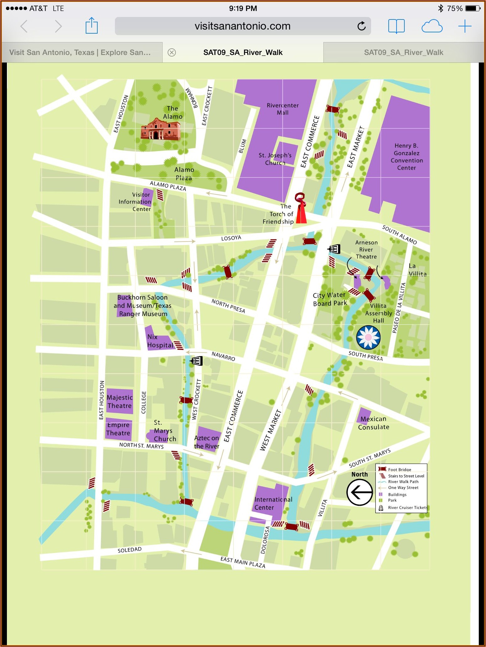 Map Of Hotels And Restaurants On San Antonio Riverwalk