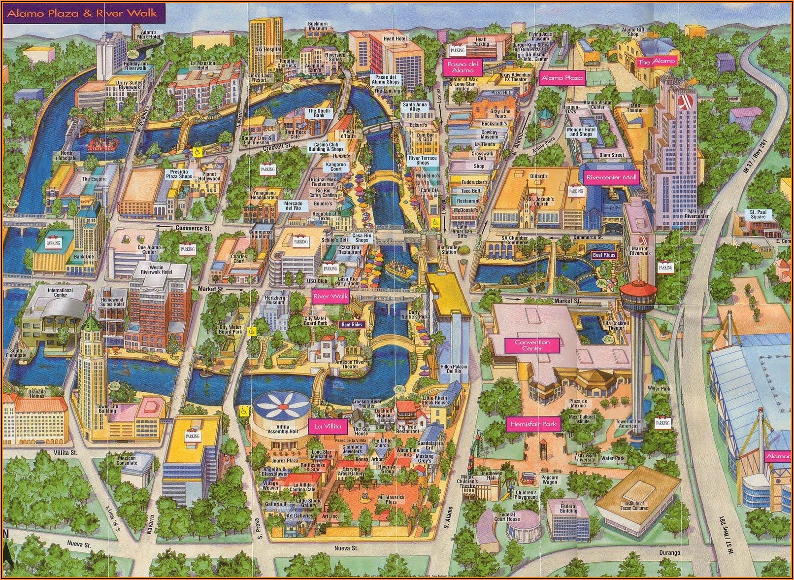 Map Of Hotels On The Riverwalk In San Antonio Texas