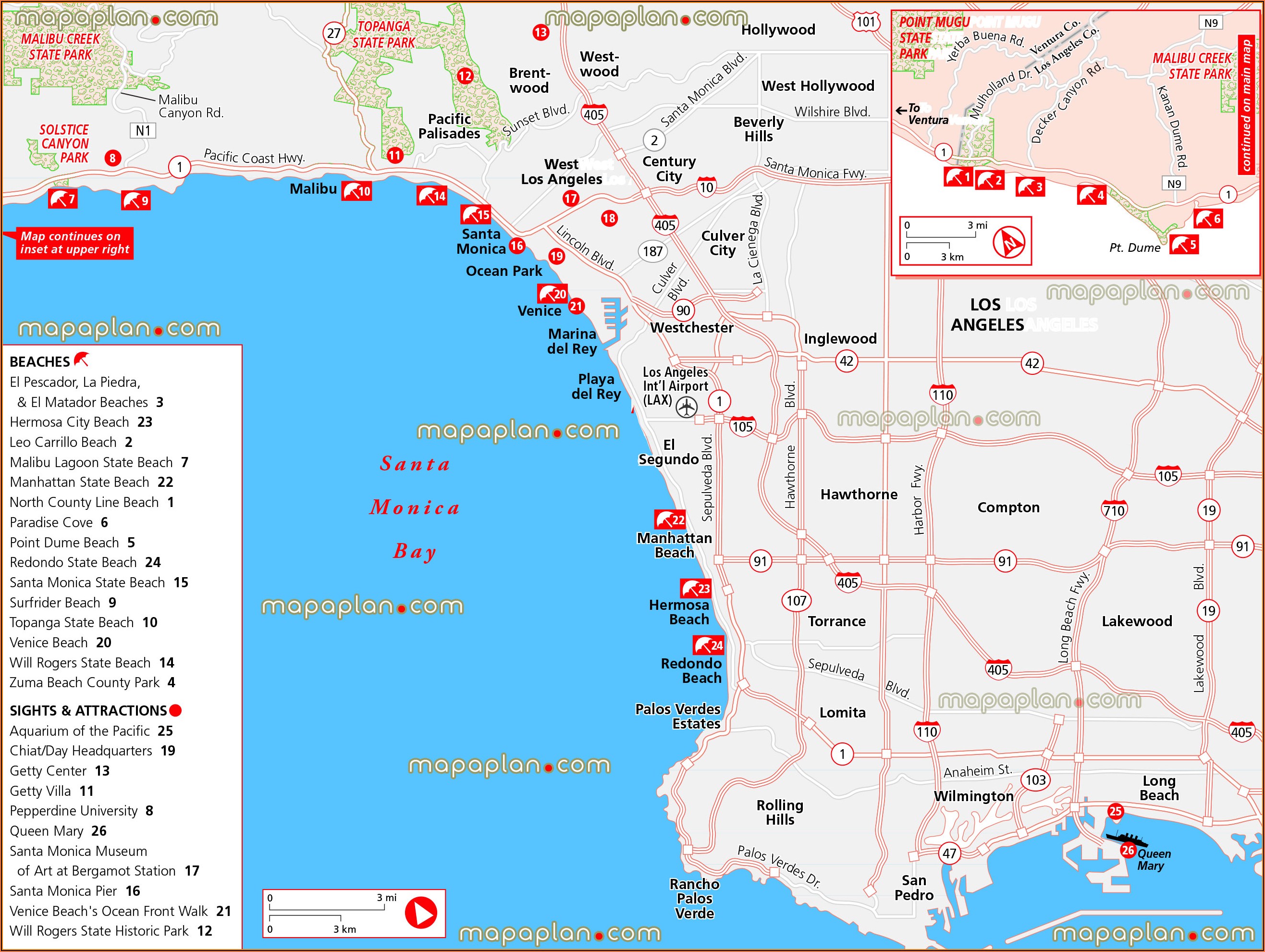Map Of Los Angeles Beach Cities
