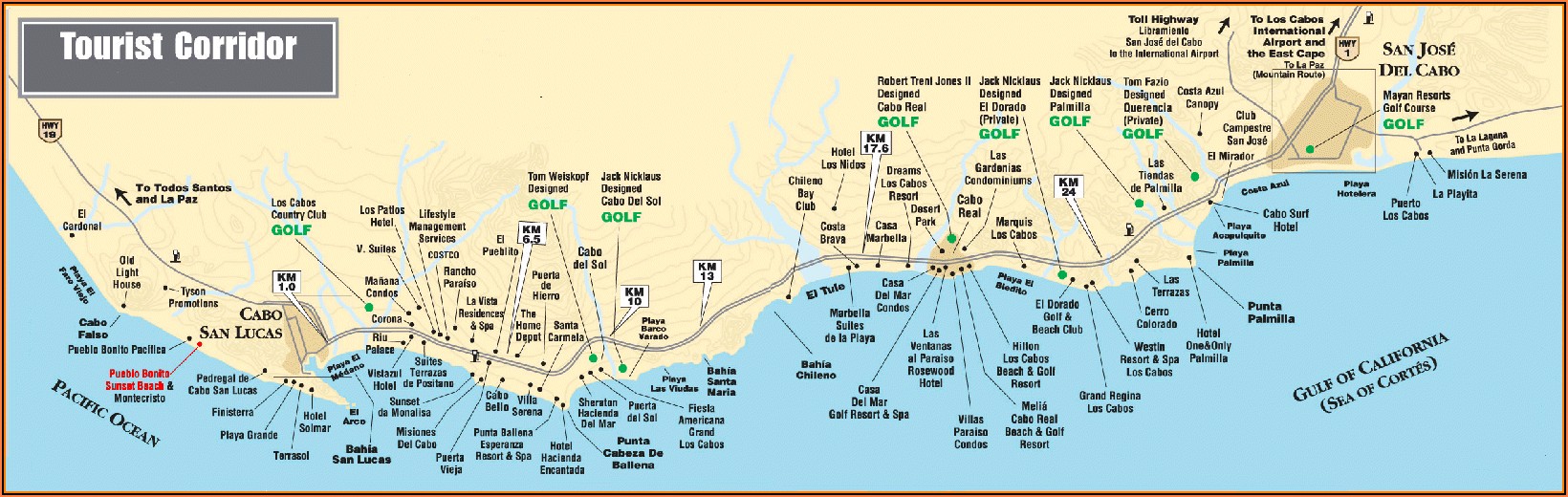 Map Of Los Cabos Hotel Zone