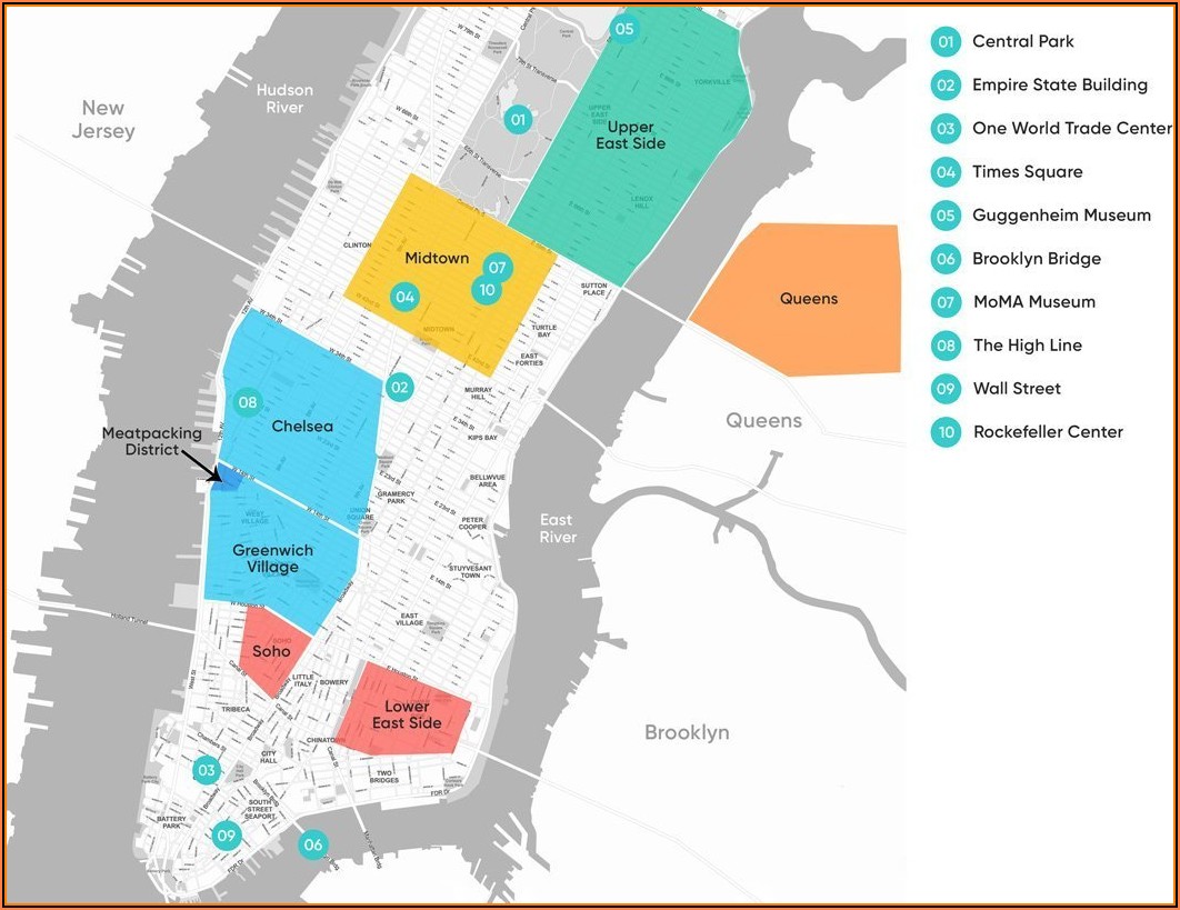 Map Of New York City Hotels And Attractions