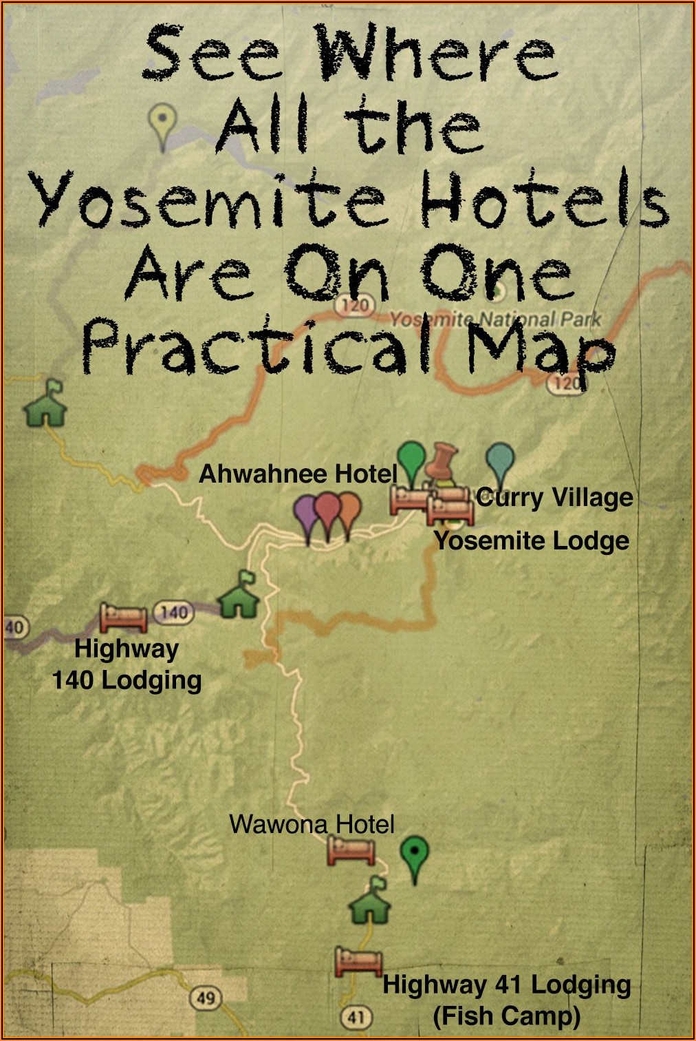 Map Of Yosemite Area Hotels