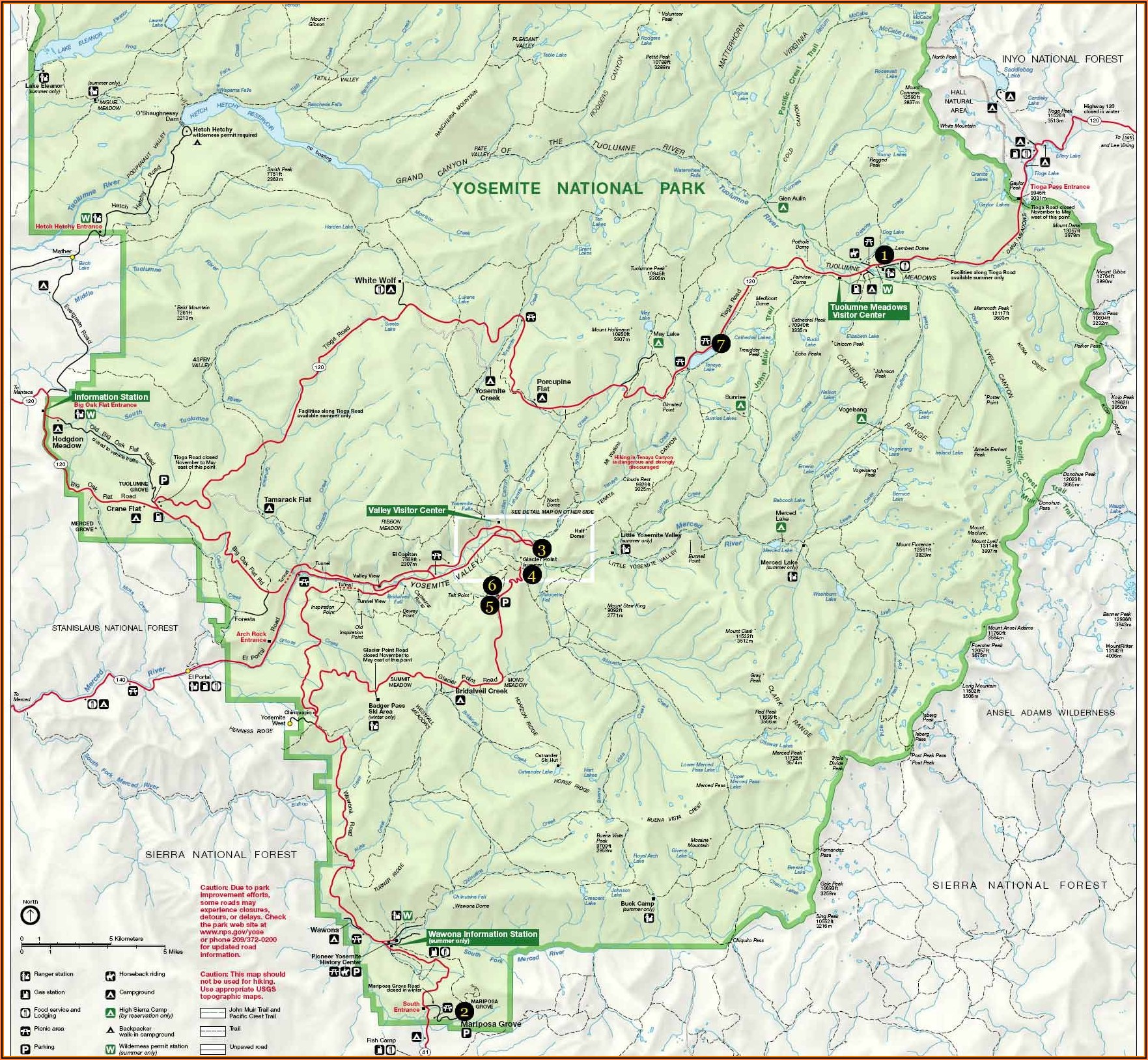 Map Of Yosemite National Park Hiking Trails