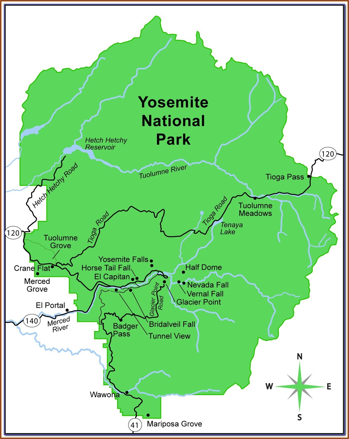 Map Of Yosemite National Park In California