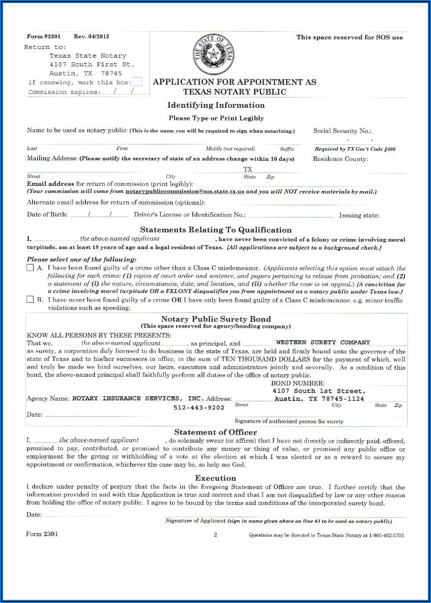 Notary Public Texas Forms