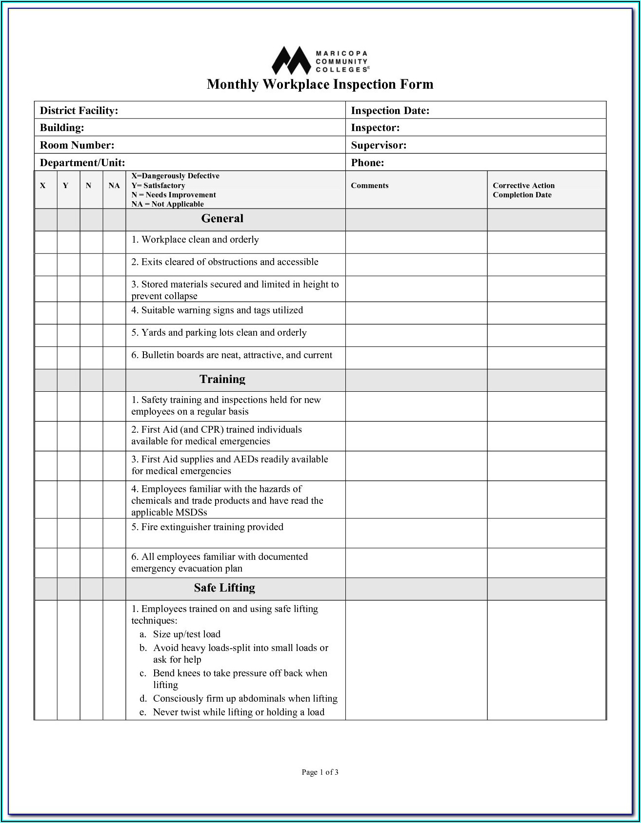 Osha Chain Sling Inspection Forms