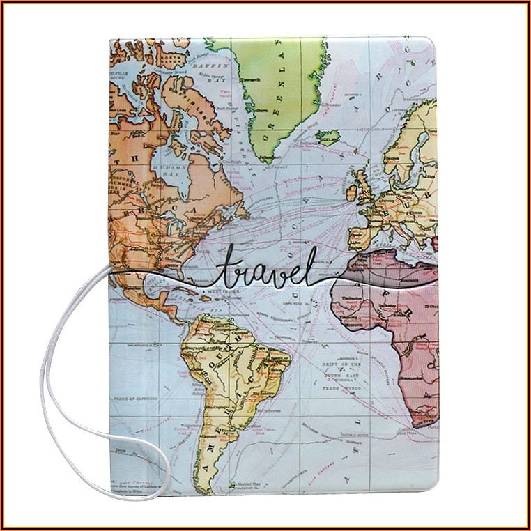 Passport Cover Map Leather