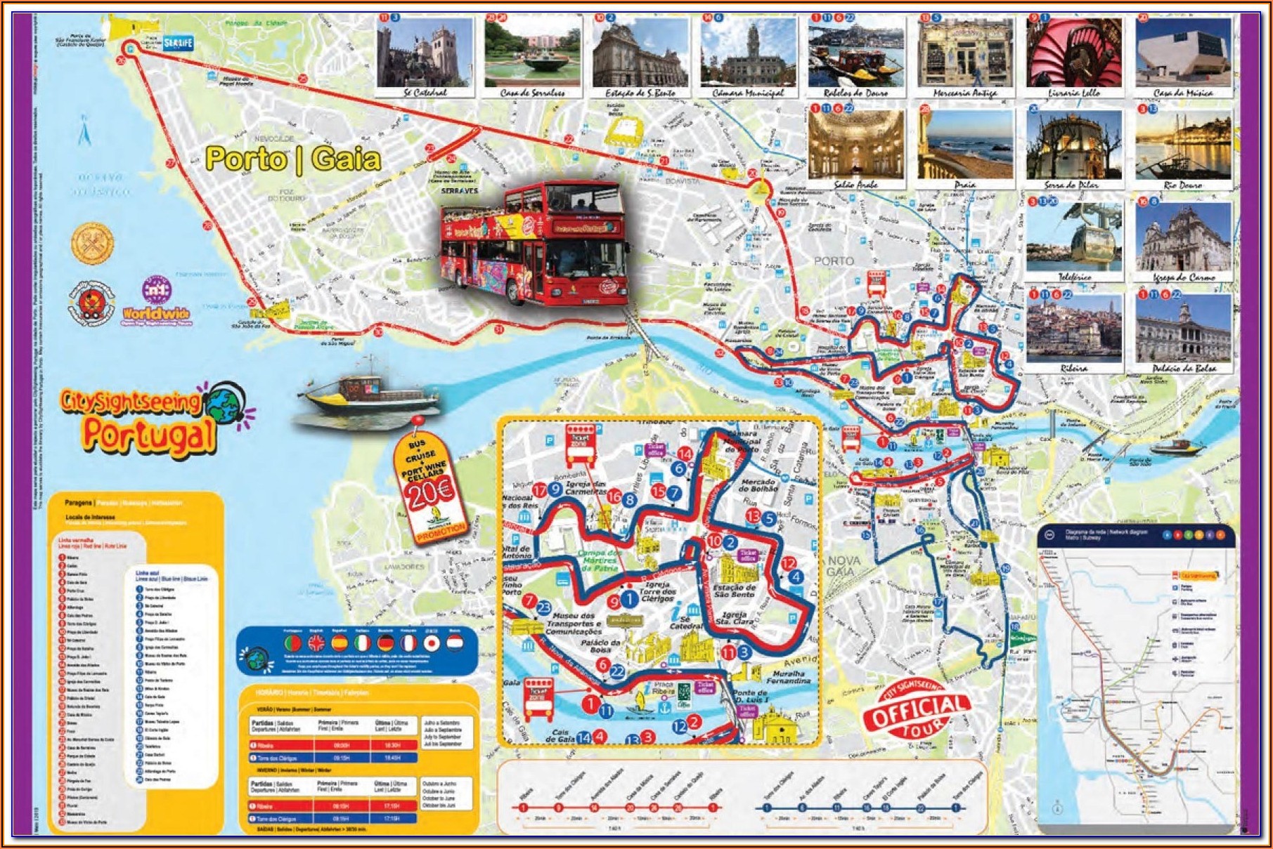 Porto Hop On Hop Off Yellow Bus Map