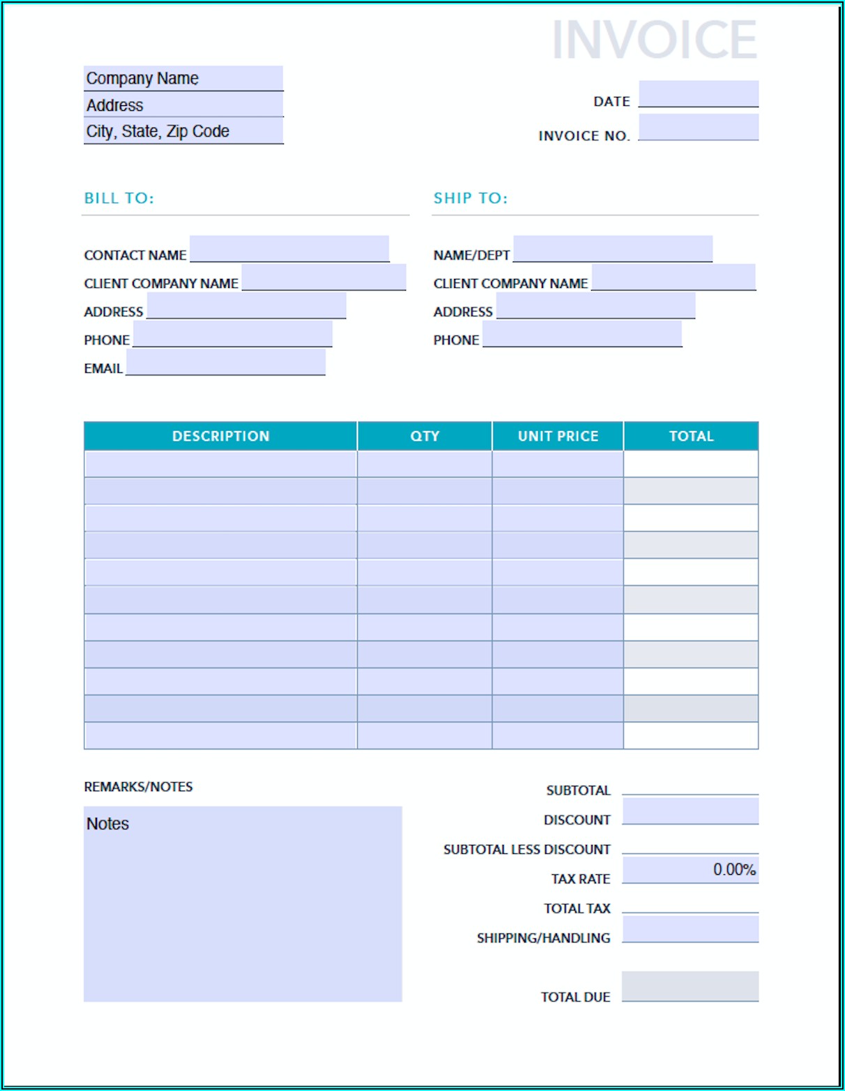 Printable Invoice Forms For Free