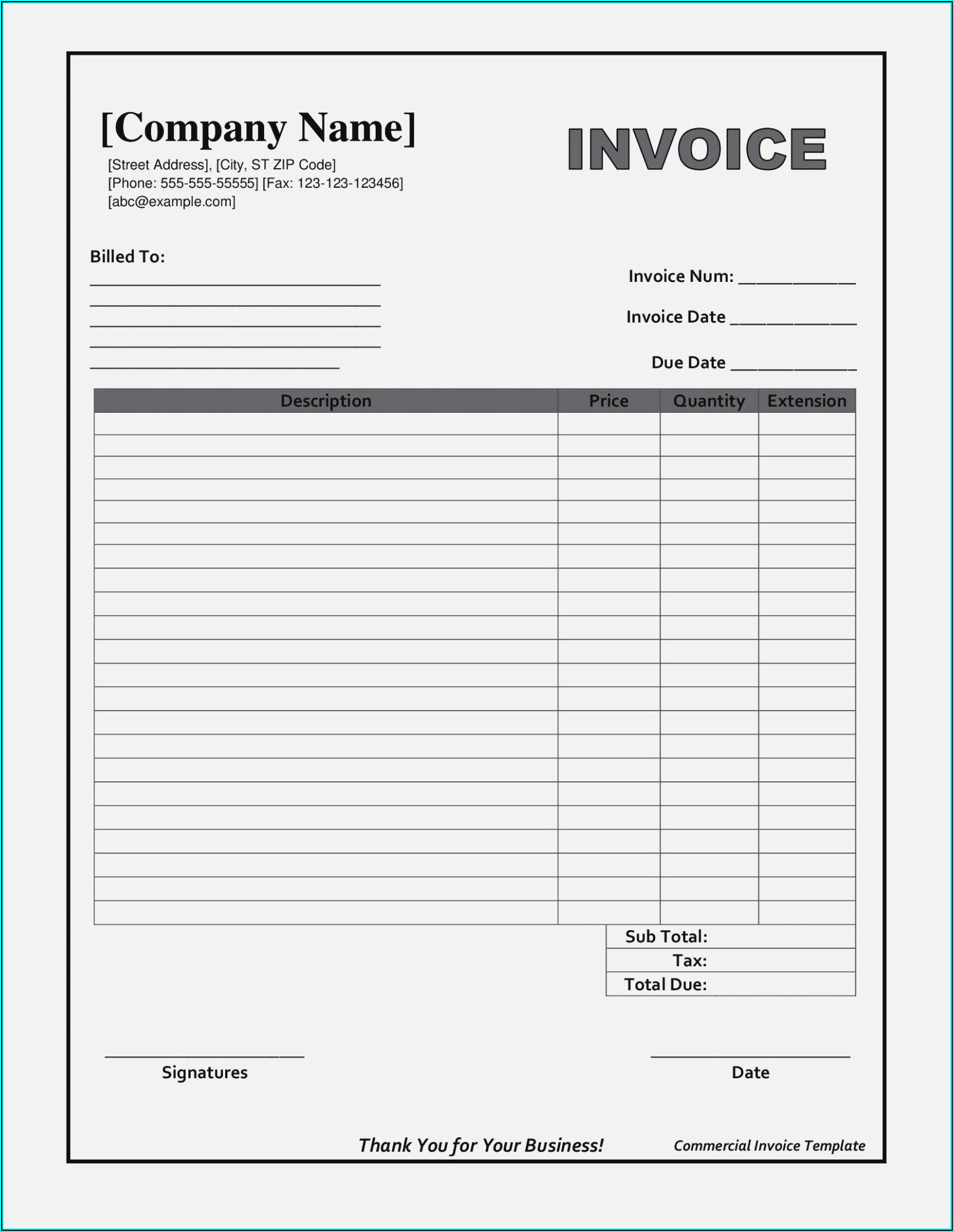 Printable Invoice Forms
