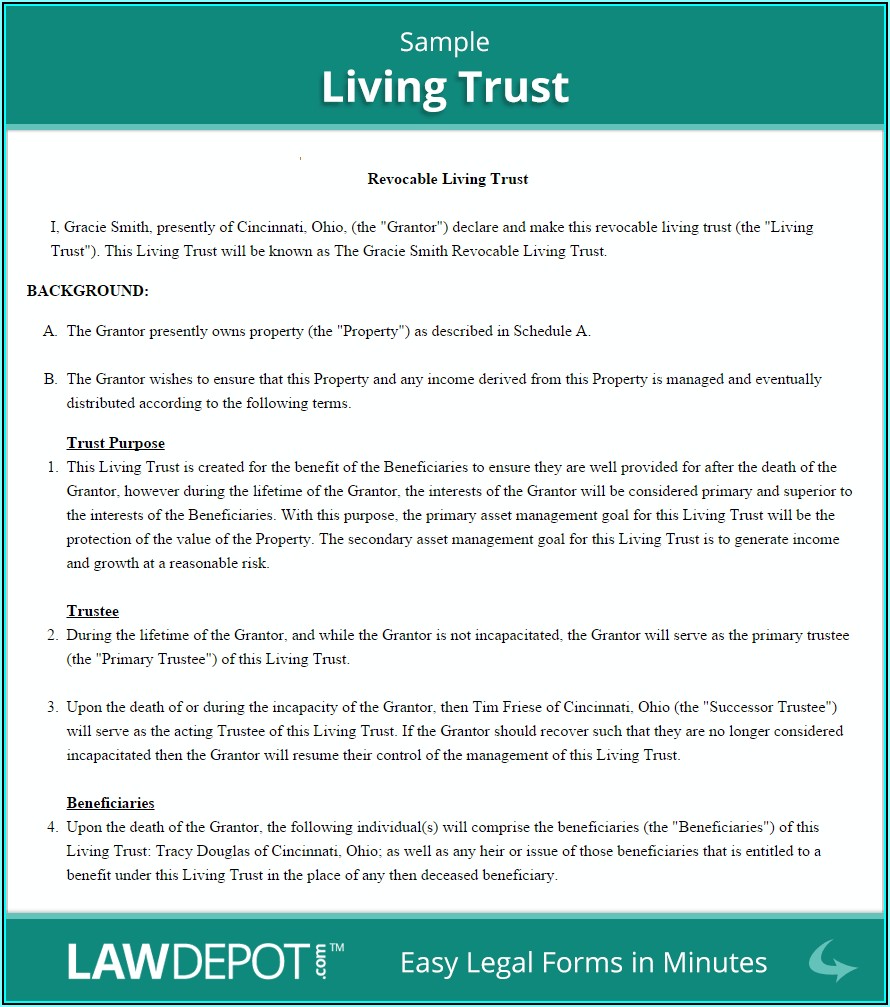 Revocable Living Trust Form Ohio