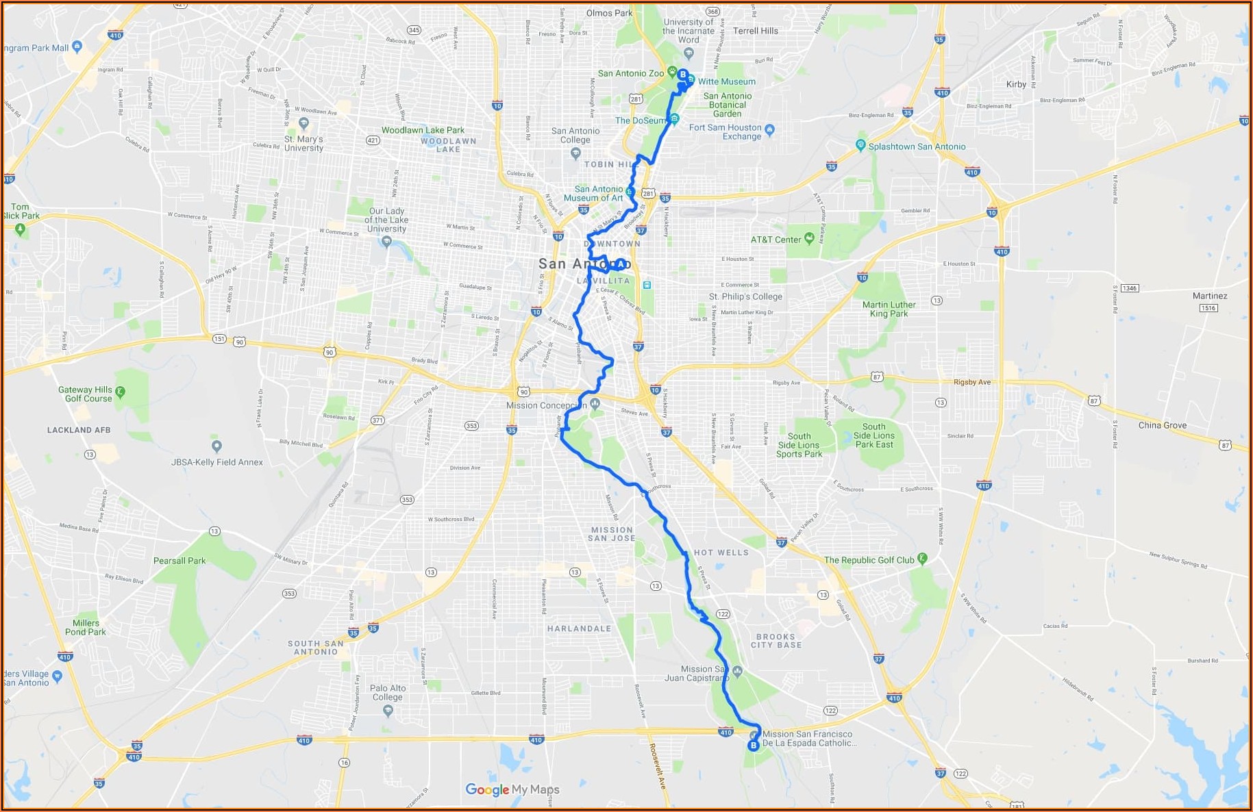 San Antonio Riverwalk Map Of Hotels And Restaurants