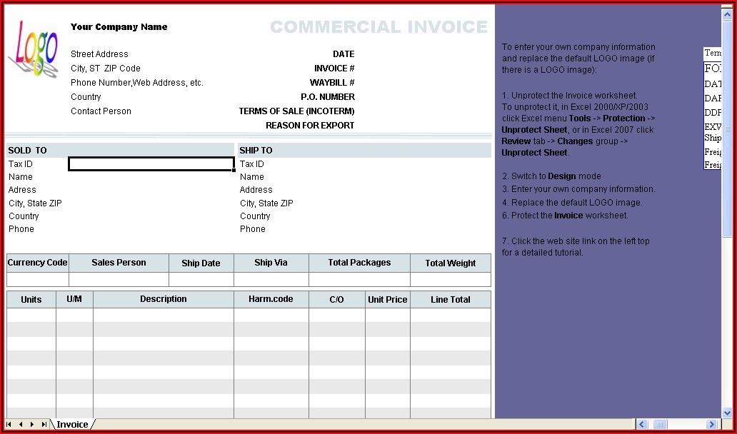 Software Invoice Template Excel