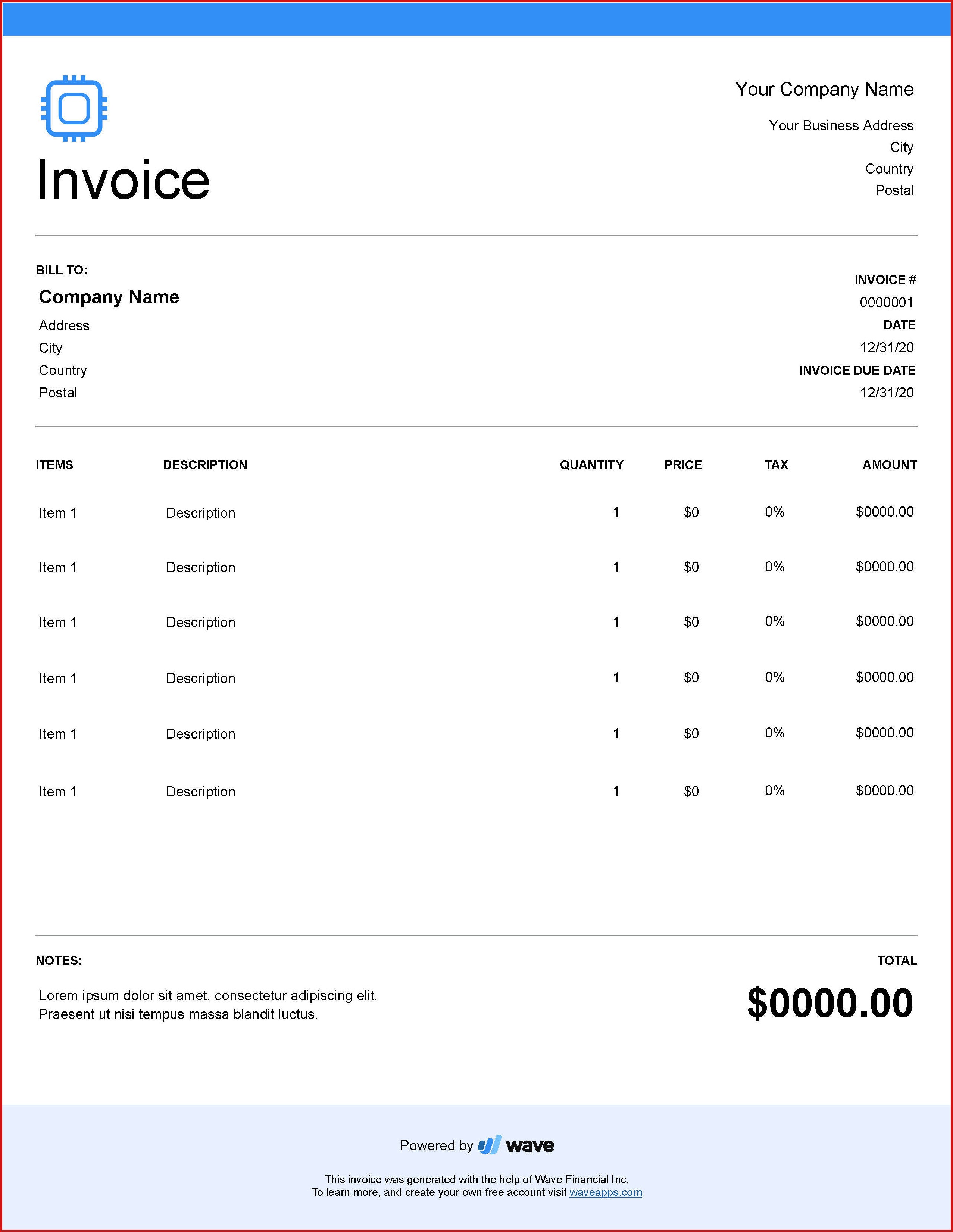Software Invoice Template