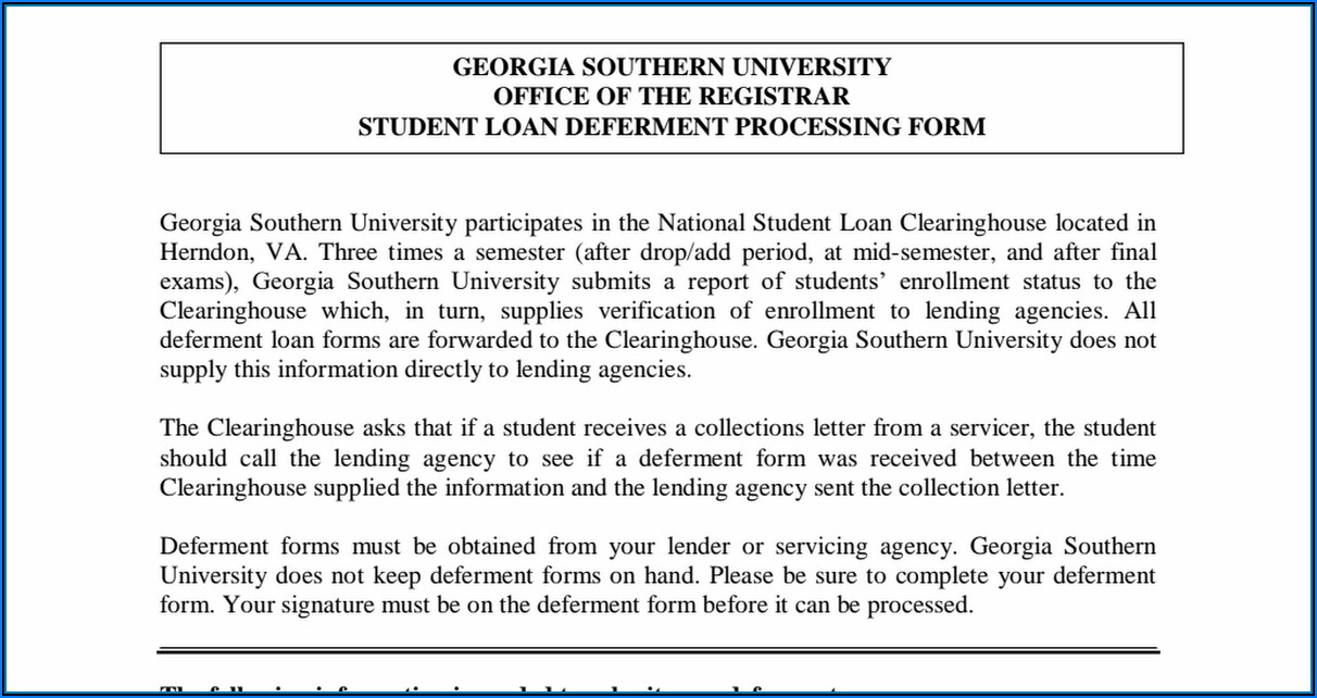 Student Loan Deferment Form Pdf