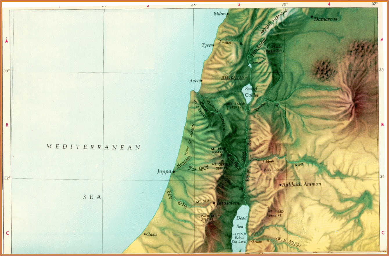 Topographic Map Of Ancient Palestine