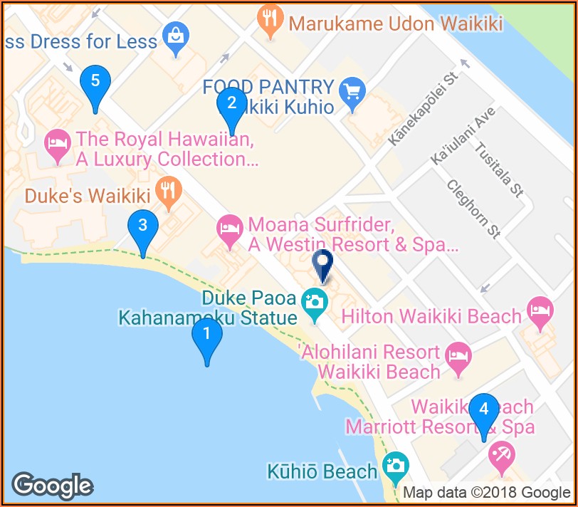 Waikiki Beach Hotels Google Maps