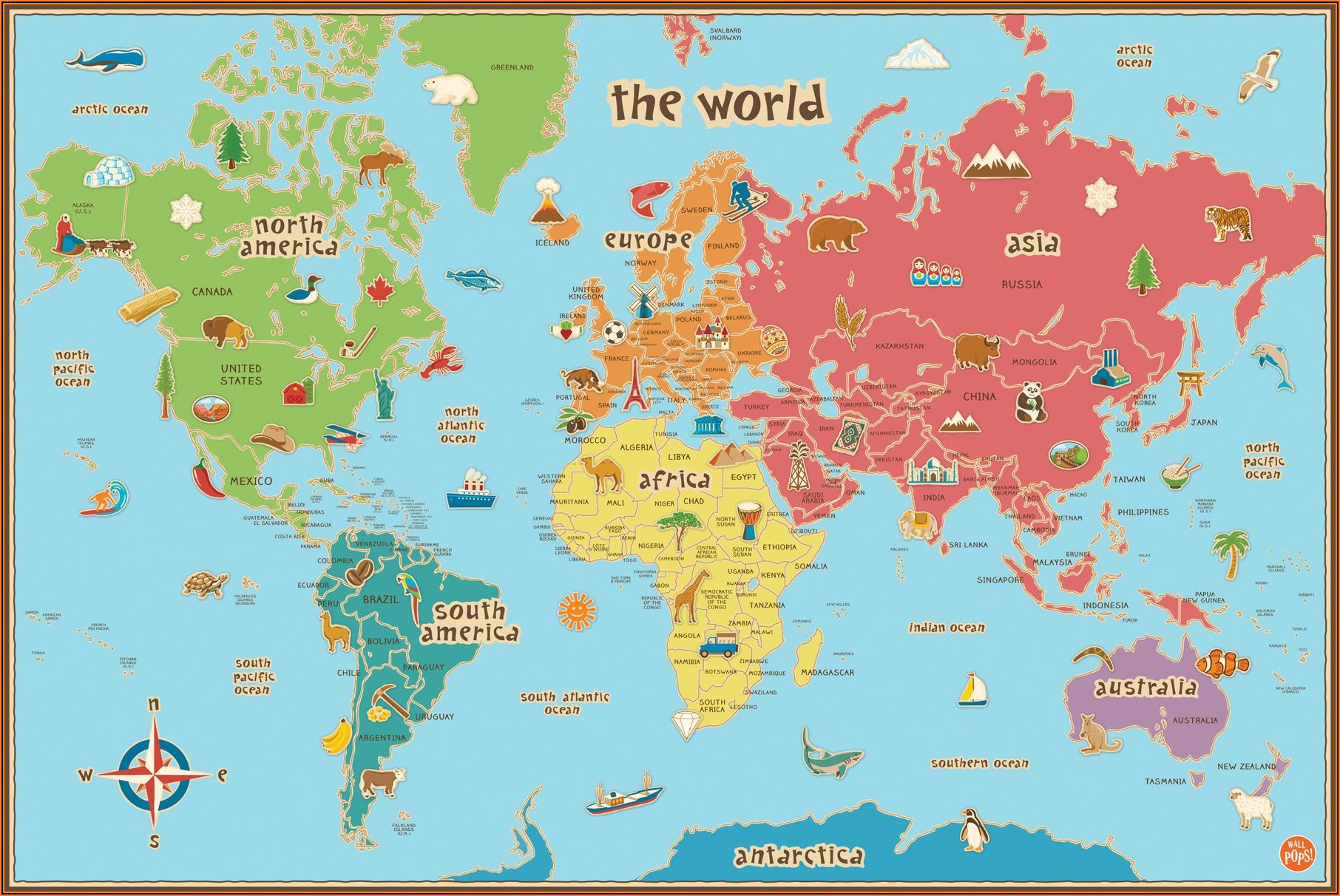Wallpops World Dry Erase Map