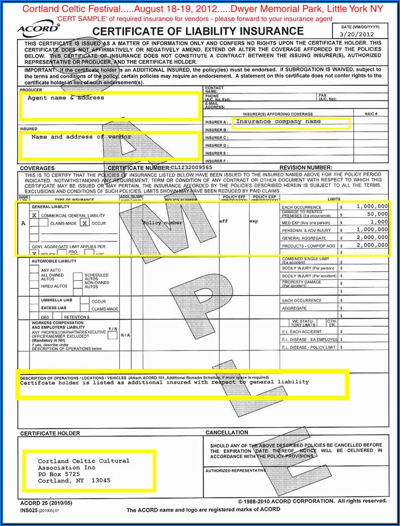 Acord General Liability Claim Form Fillable