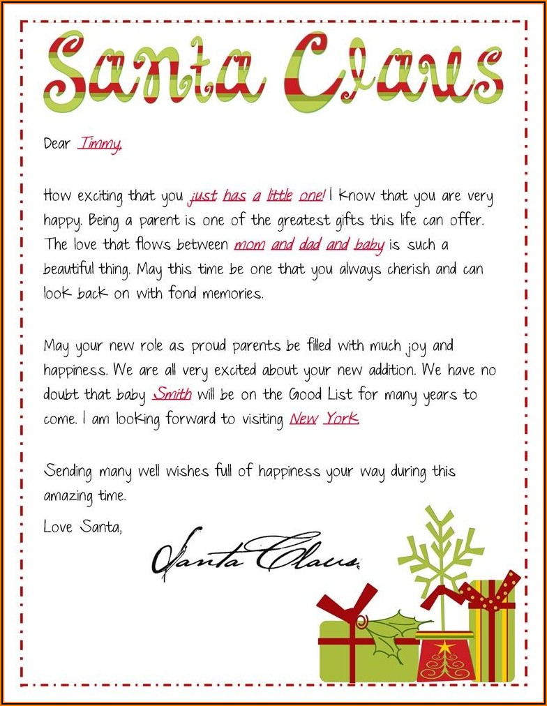 Baby's First Christmas Letter From Santa Template