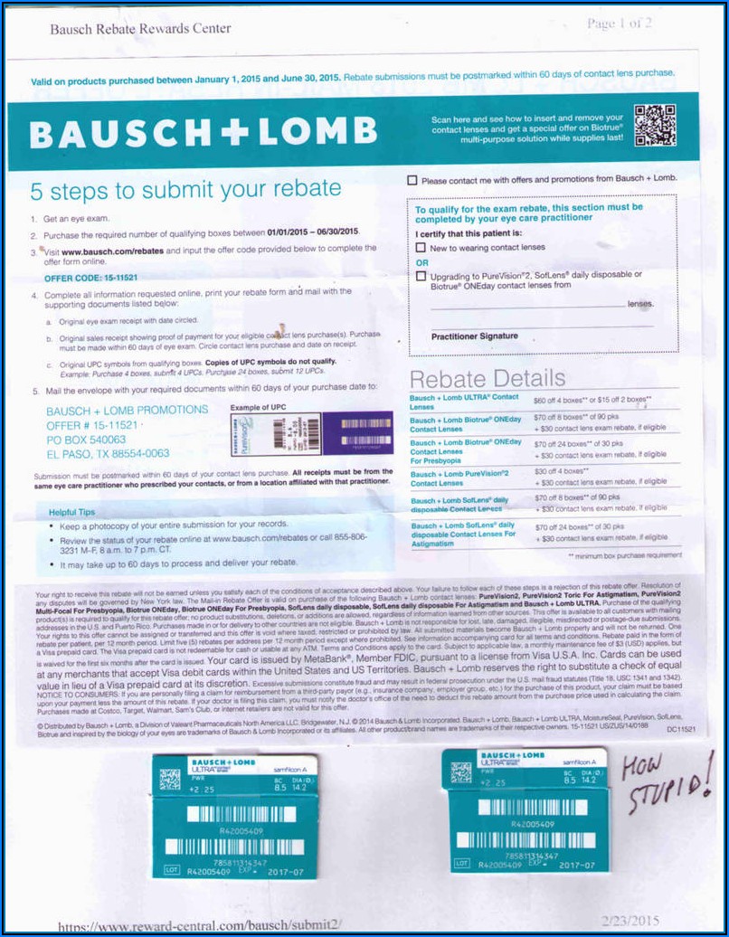 Bausch And Lomb Ultra Rebate Form