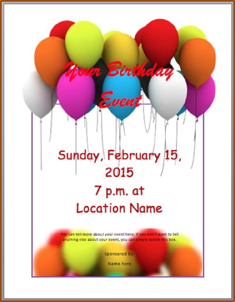Birthday Party Invitation Template Free Word