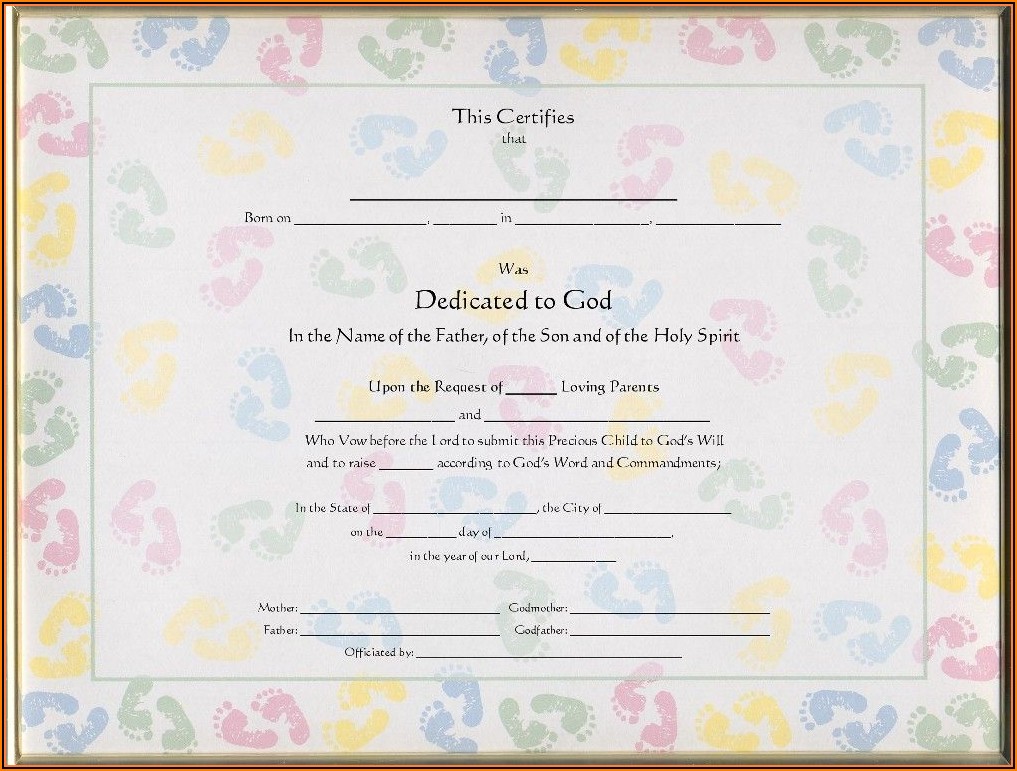 Christian Dedication Certificate Template