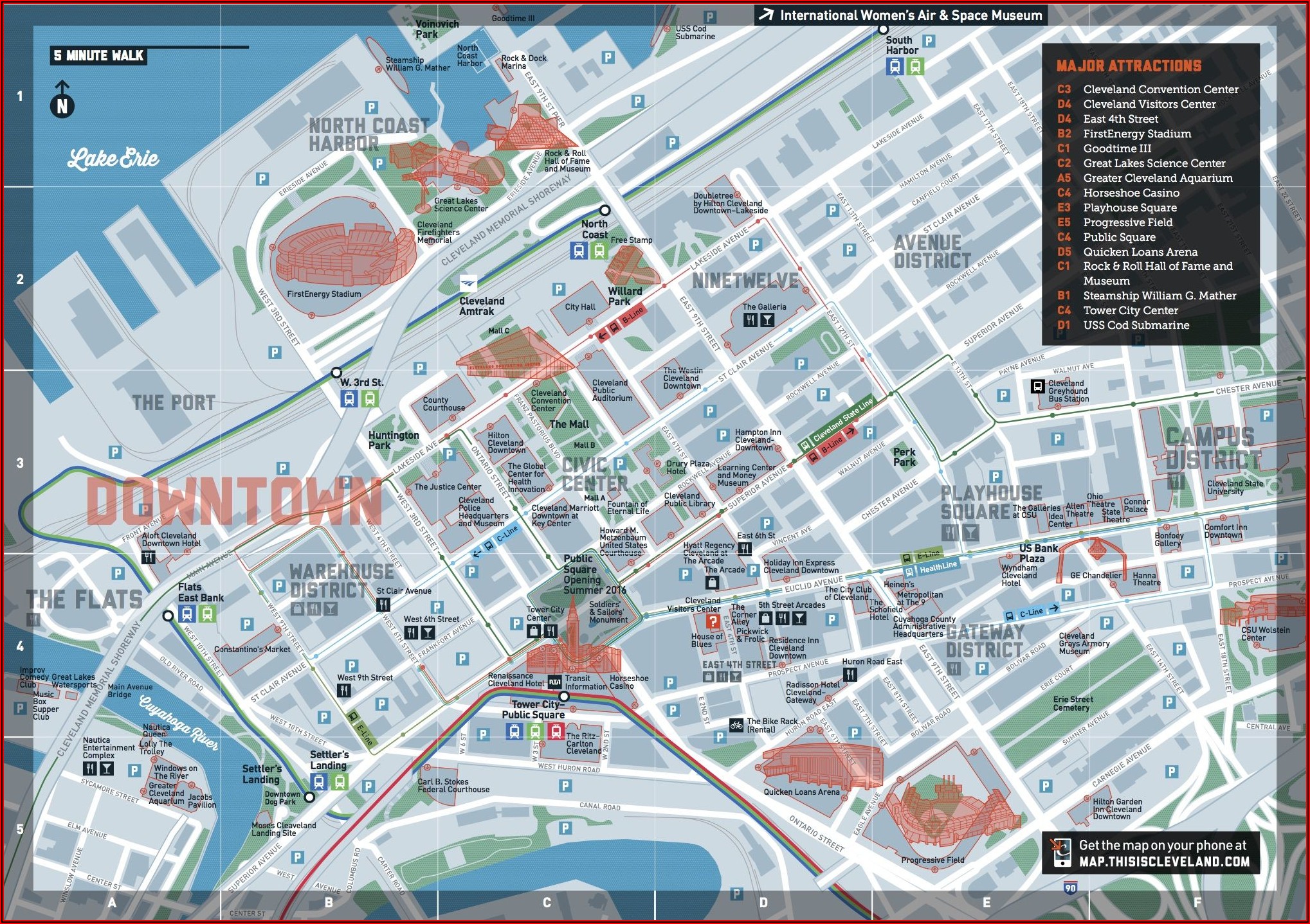 Cleveland Downtown Hotels Map