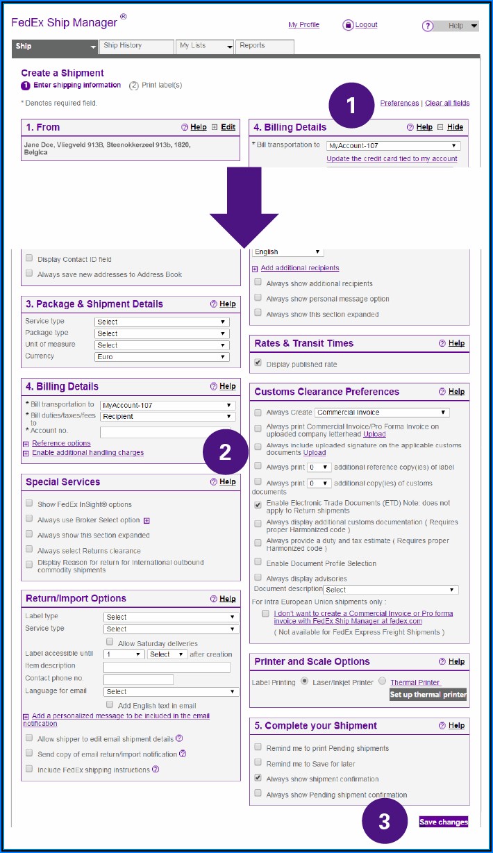 Fedex Express International Air Waybill Form