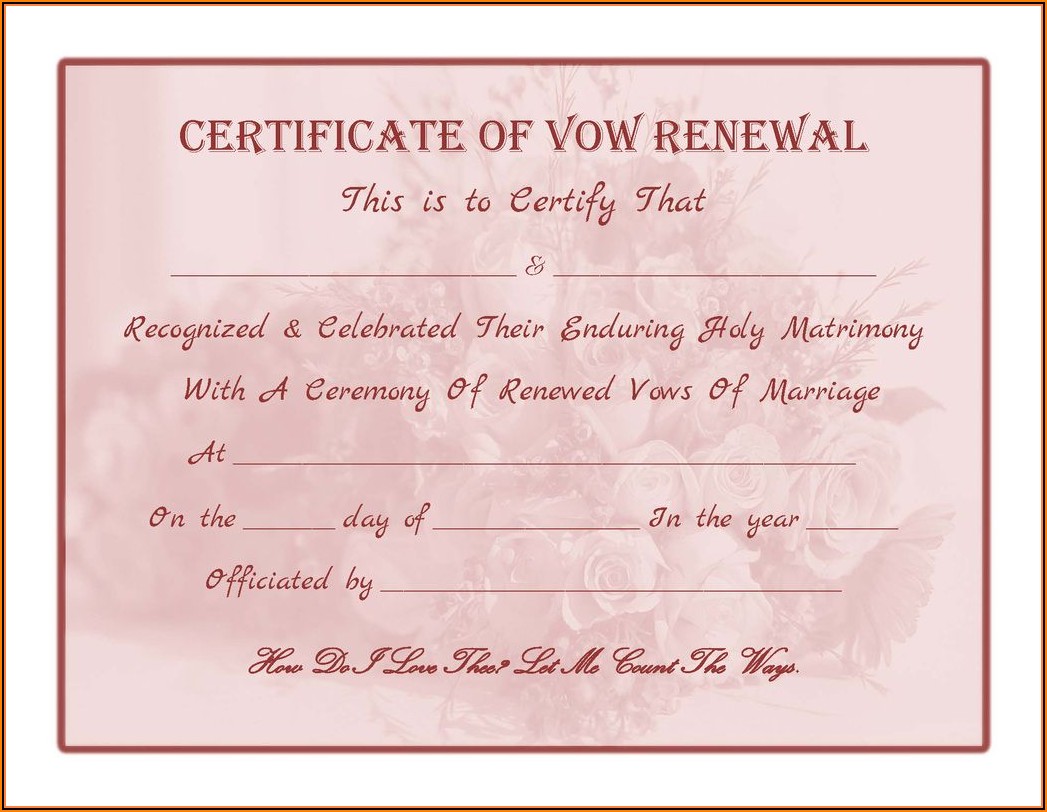 Free Marriage Renewal Certificate Template