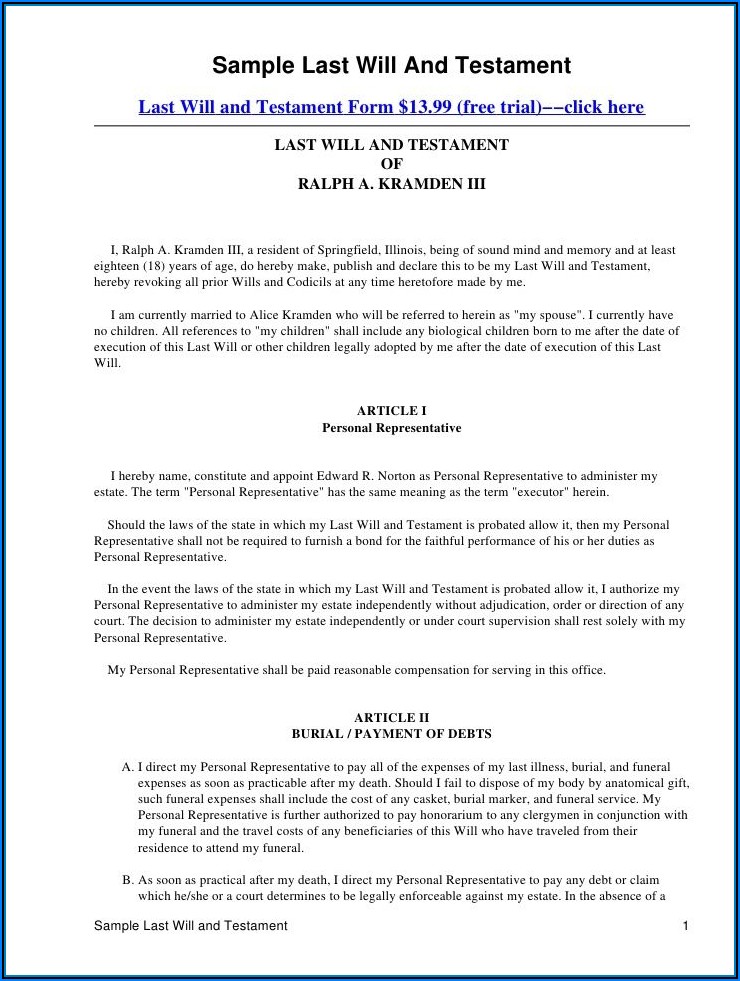 Free Mississippi Last Will And Testament Forms