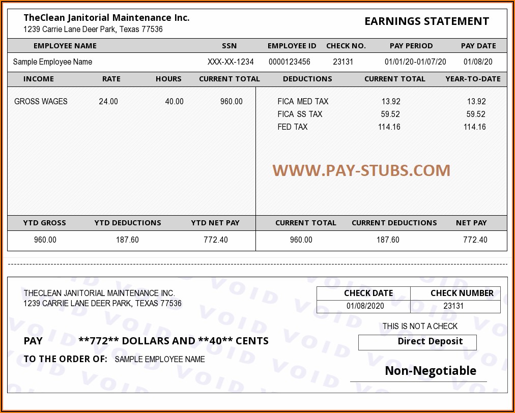 Free Paycheck Stub Template Online