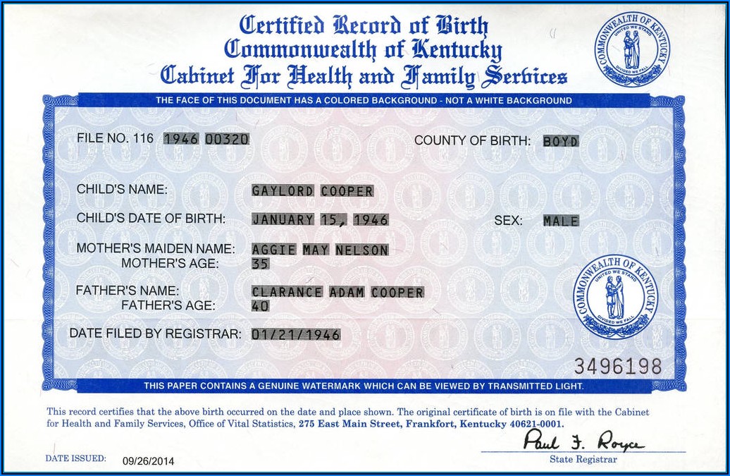 Ky Birth Certificate Application Form