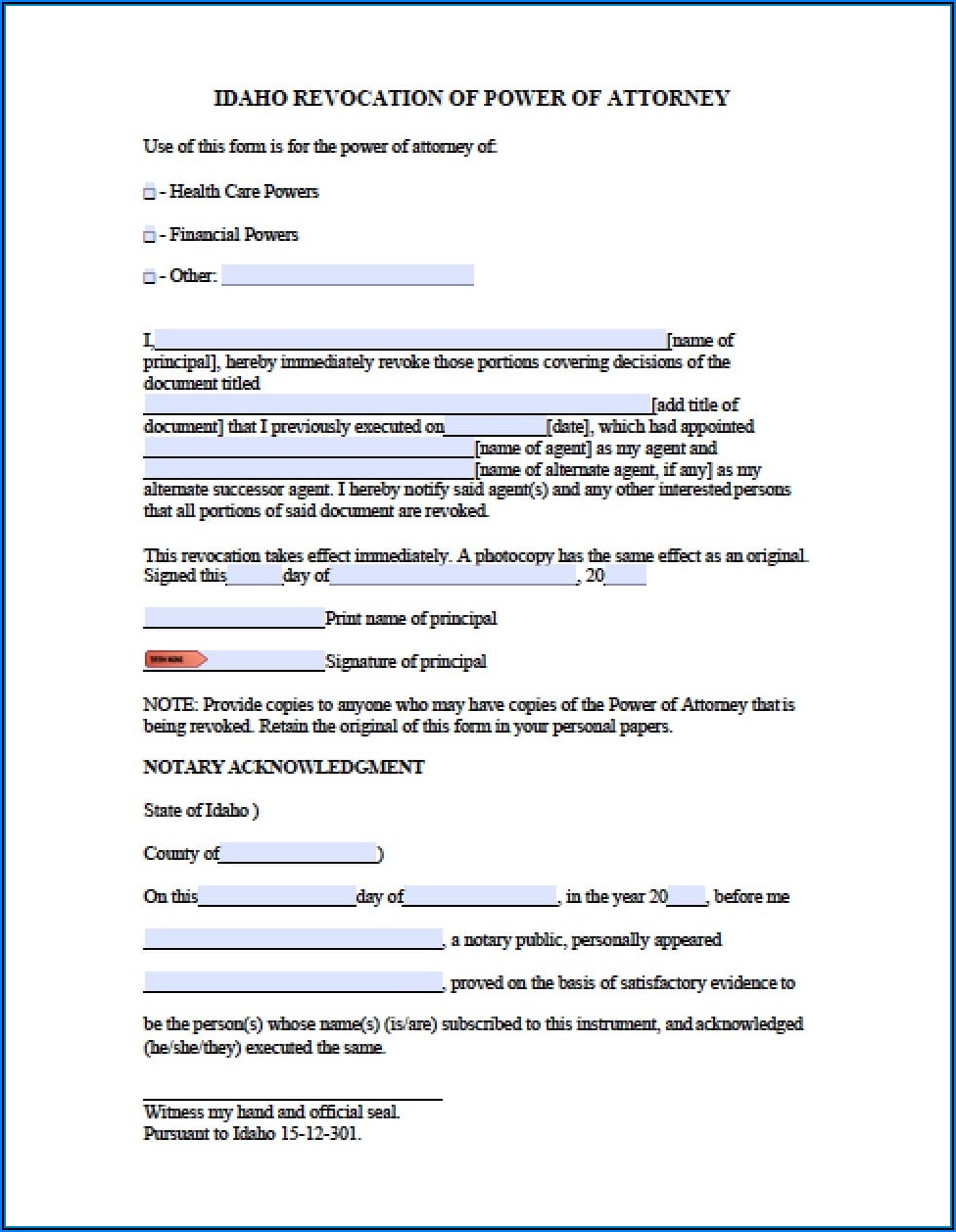New York State Revocation Of Power Of Attorney Form