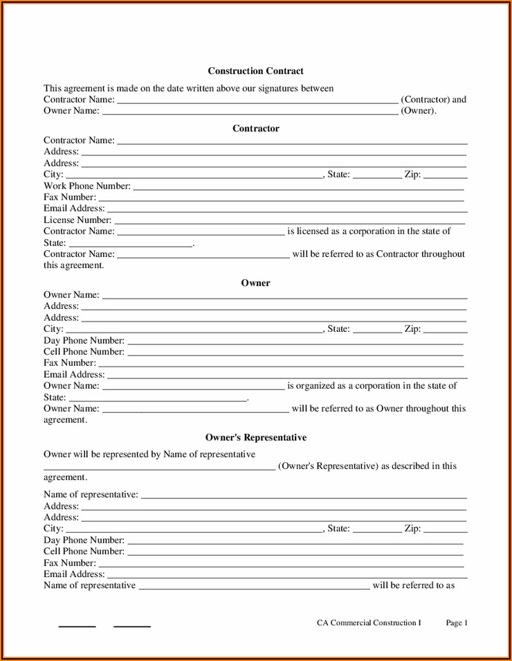 Sample Contractor Contract Template