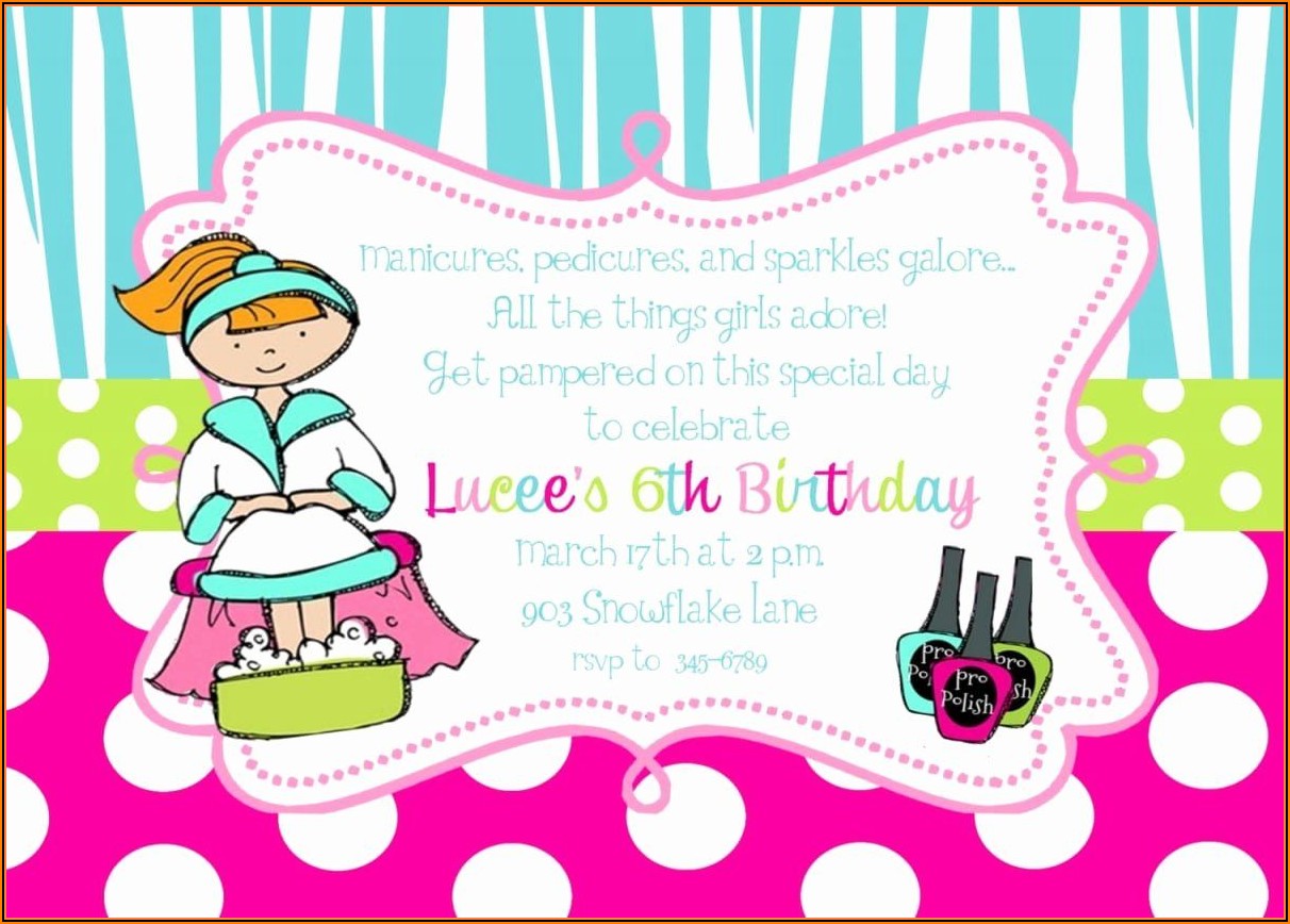Spa Birthday Party Invitation Template Free