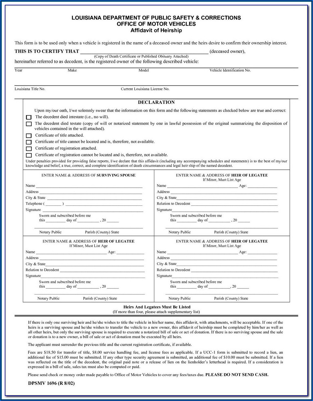 Texas Affidavit Of Heirship Form