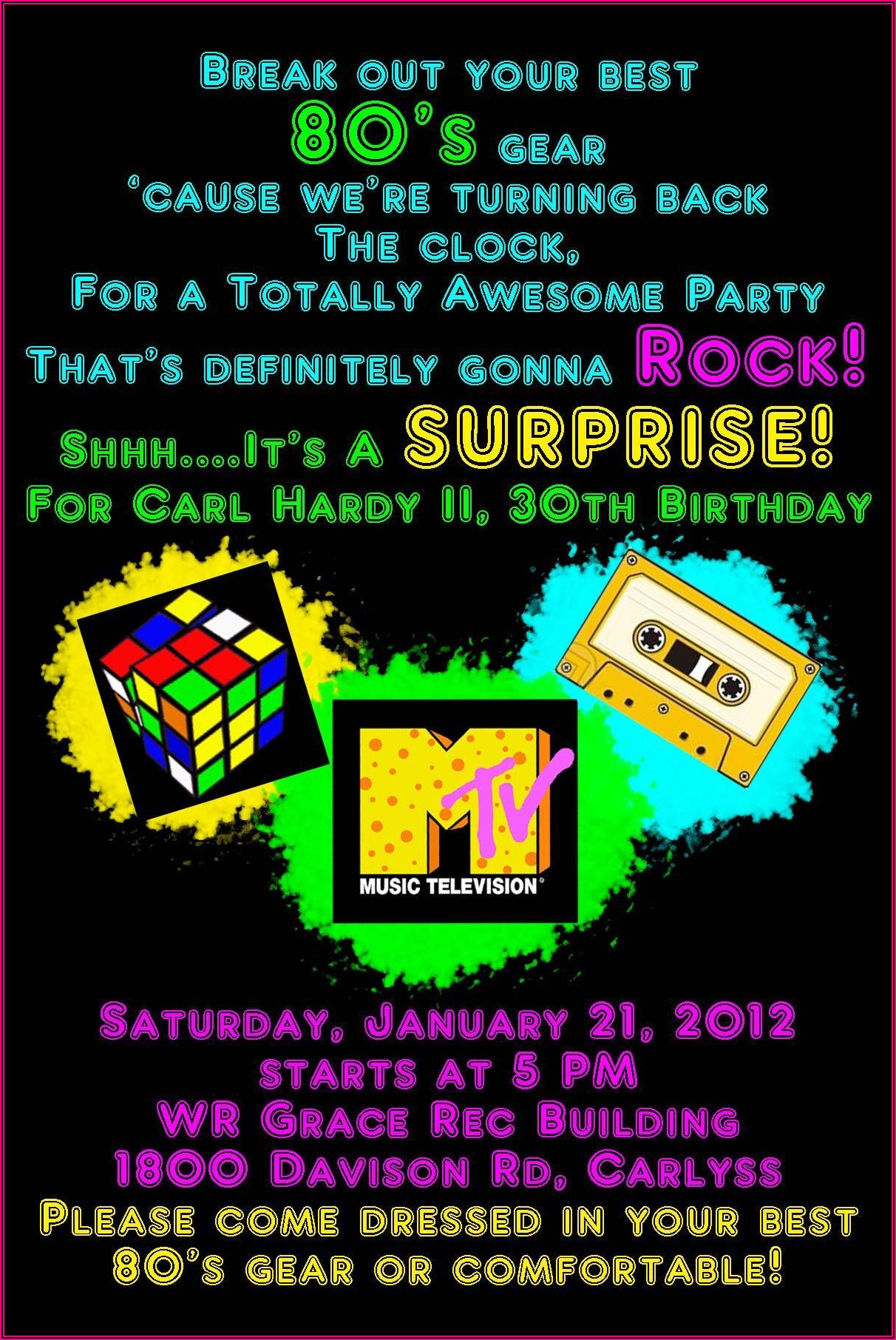 80's Theme Party Invitation Template