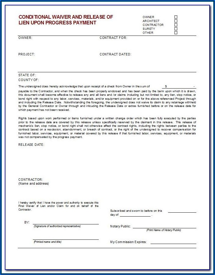 Aia Contractor Lien Release Form