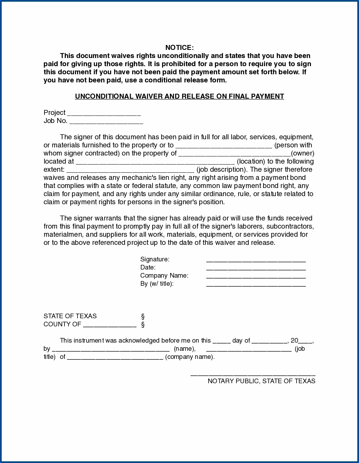 Aia Lien Release Waiver Form