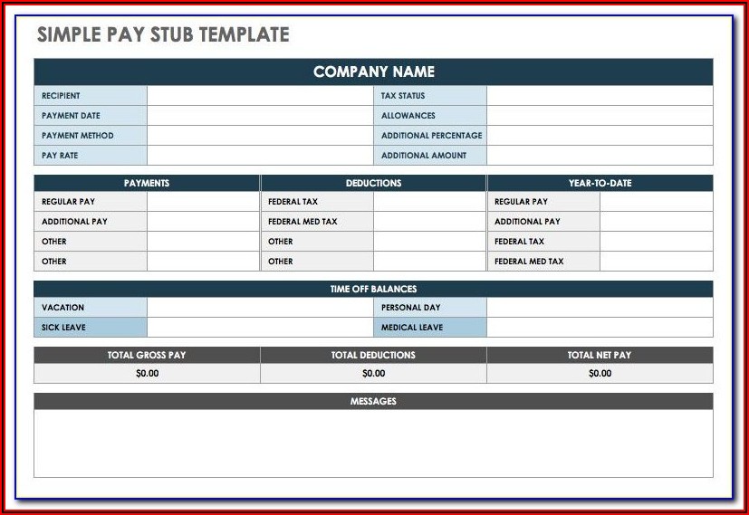 Blank Pay Stubs Template Excel