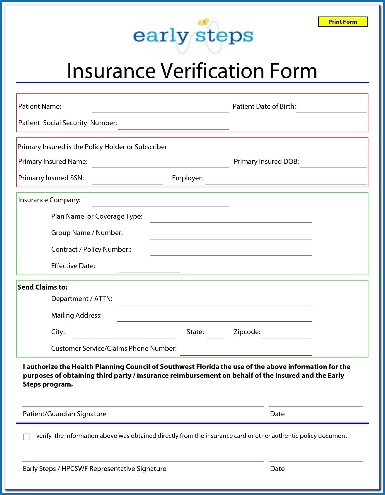 Car Insurance Forms Blank