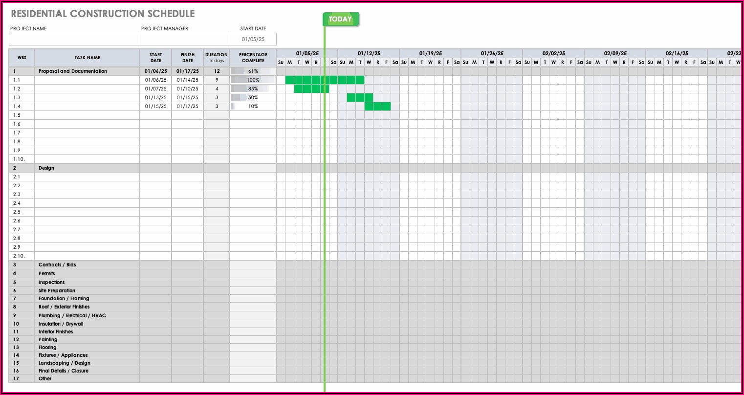 Commercial Construction Schedule Template Excel Free