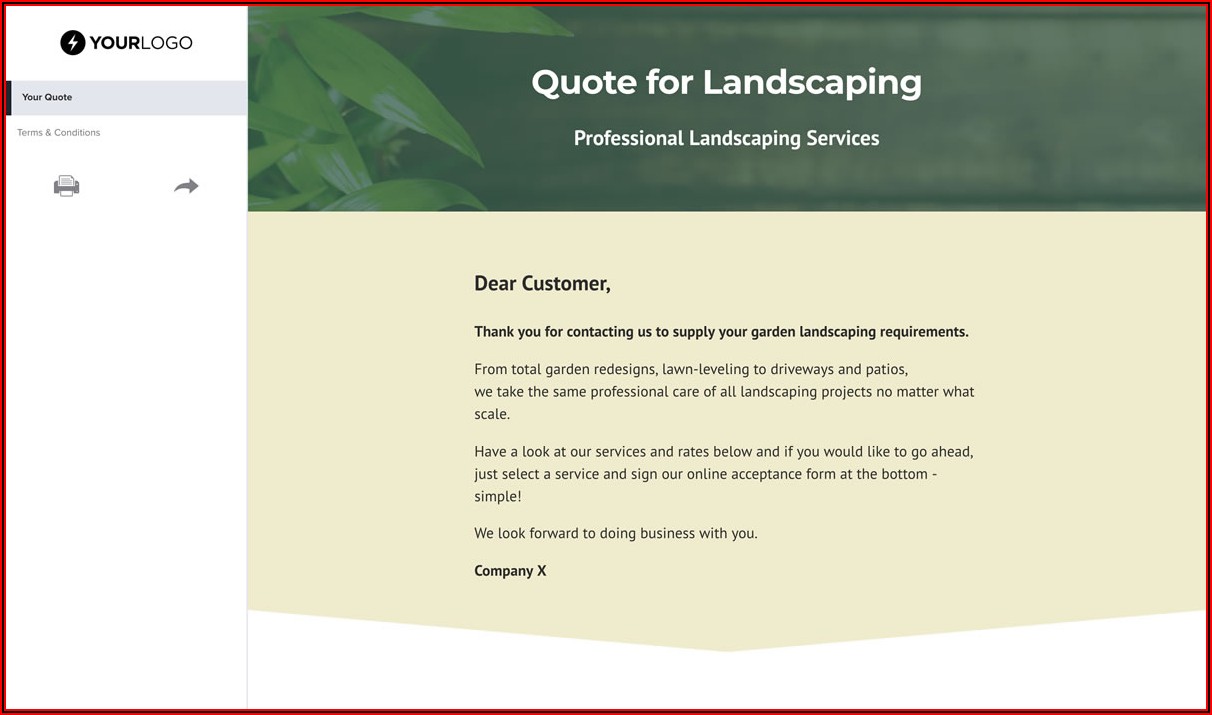 Commercial Landscaping Quote Template