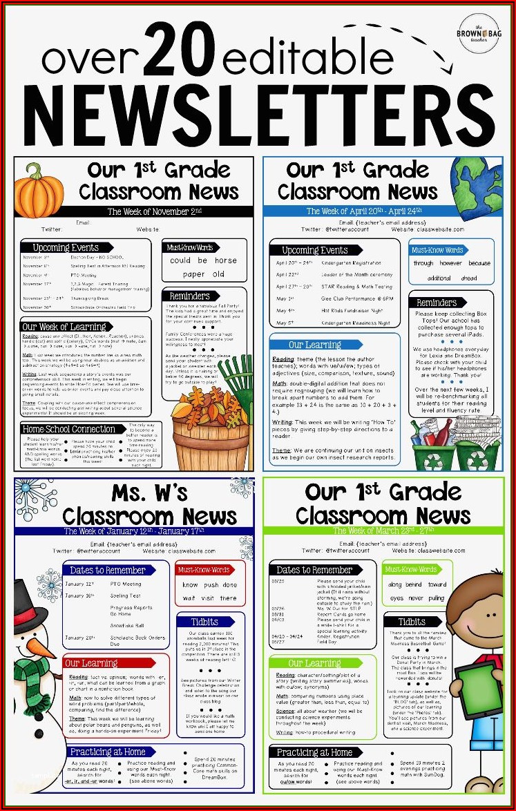 Elementary Classroom Newsletter Template