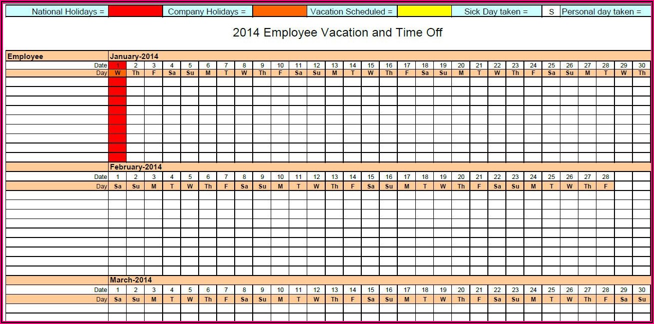 Employee Absence (vacation & Sick Time)tracking Excel Template