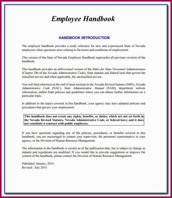 Employee Handbook Template Uk
