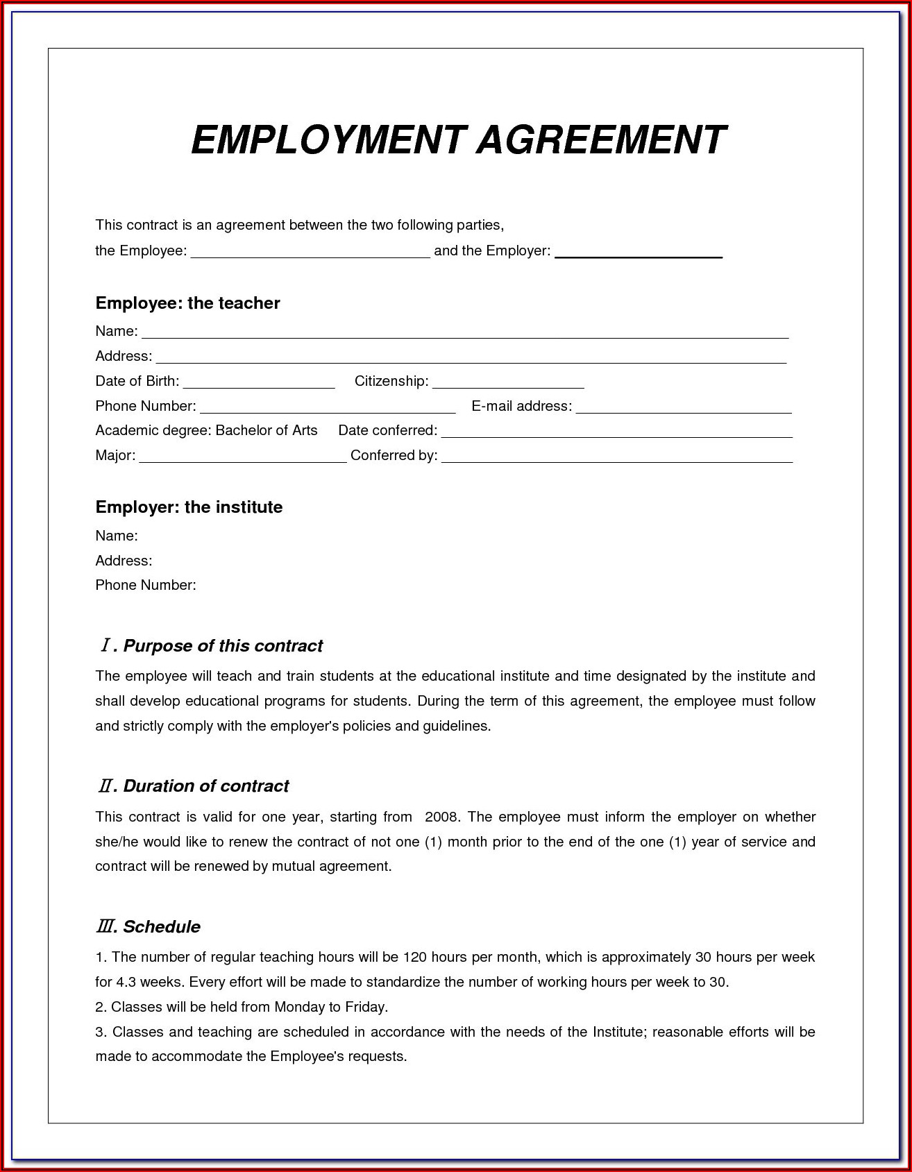 Expatriate Contract Of Employment Template Malaysia