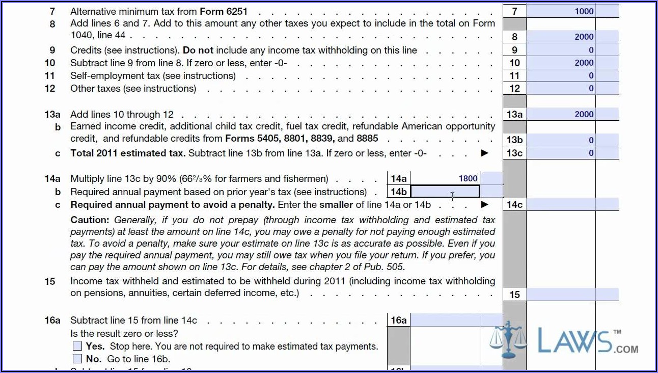 Federal Tax Form 1040es