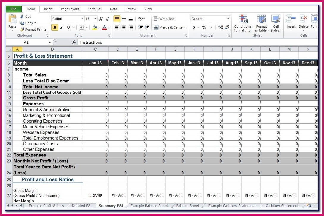 Free Download Profit And Loss Account Format Excel